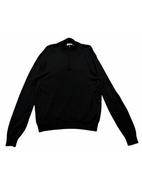 Suitsupply Silk Wool Cashmere 1/4 Quarter Zip Sweater Black Size XL